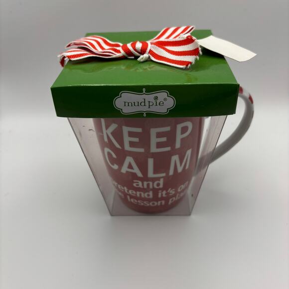 NIB Mud Pie Mudpie Teacher Christmas Mug Gift Red - Picture 1 of 3
